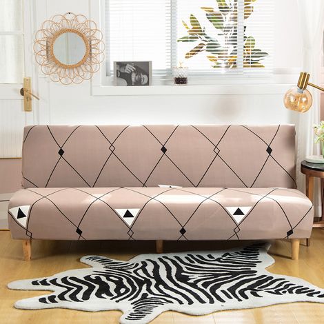Housse de Canapé sans Accoudoir Extensible,Couverture de Canapé sans Bras Universel Tout Couvert Canapé Pliant Protecteur café (1/4)