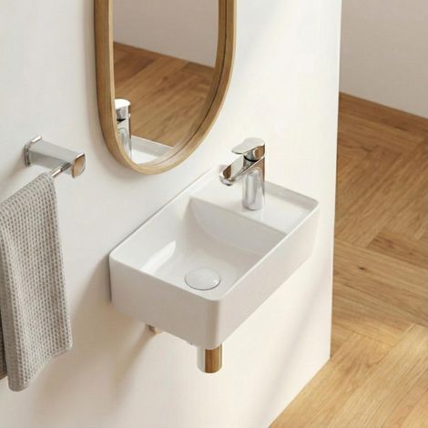 IDRO rechteckiges Aufsatzwaschbecken aus weißer Keramik 43x26,5cm (1/5)