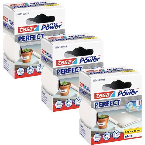 tesa EXTRA POWER PERFECT 56343-00501-04 Ruban adhésif toilé blanc (L x l) 2.75 m x 38 mm 3 pc(s) (1/4)