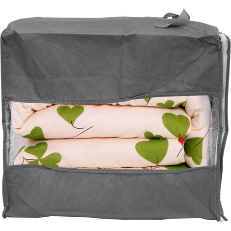 Paquet de Rangement Pliable Poignées en Tissu Non Tissé pour Couette pour Organiser Vêtements et Couvertures Fermeture Éclair Pratique, Dimensions 44x30x48cm Couleur Aléatoire (1/5)