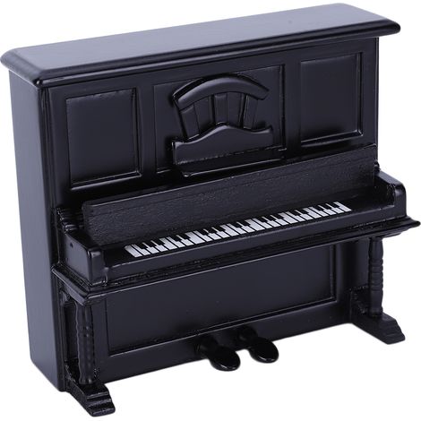 Piano miniature en bois pour maison de poupée à l'échelle 1:12, accessoire de décoration noir (1/5)