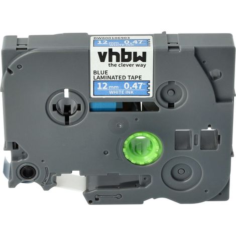 vhbw Label Tape compatible with Brother PT H101C, H101GB, H101, H101TB, H105, H100R, H105VP Label Printer 8m x 12 mm, White on Blue (1/4)