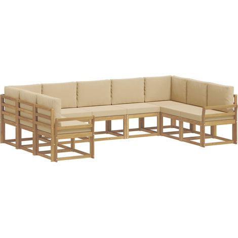 Set di divani da esterno 9 pz Bianco e Beige vidaXL (1/5)