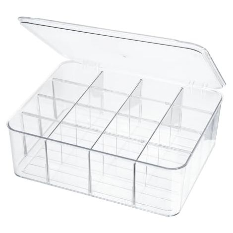 Séparateurs de tiroir pour chaussettes, sous-vêtements, 16 compartiments amovibles en plastique avec couvercle, organiseur de rangement pour écharpes, cravates, soutien-gorge, organiseurs de (1/5)