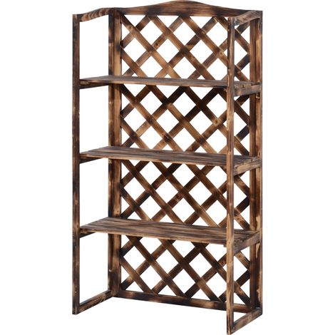 Outsunny Scaffalatura per Piante Fioriera a 3 Ripiani in legno