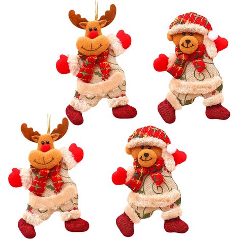 Adorno De Árbol De Navidad - Muñecos Navideños De Felpa - Decoración Para Árbol, Botella De Vino Y Regalos - Juego De Adornos Navideños (1/5)