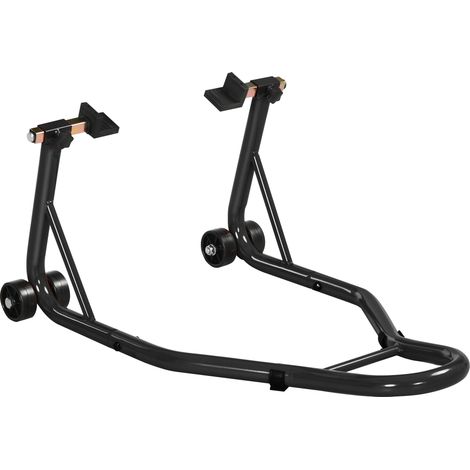 Support roue arrière pour moto, lève-moto sur roulettes avec bobine U pour bras oscillant, noir (1/5)