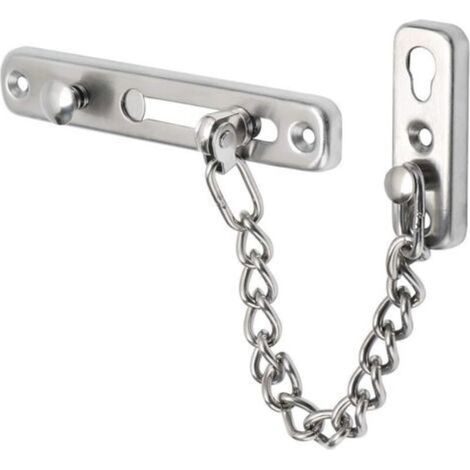 Catena antifurto per porta in acciaio inox, lucchetto a catena per porta (acciaio inox 304, argento spazzolato) (1/5)