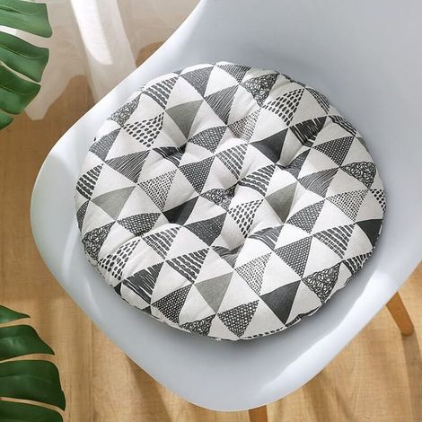 Coussin de siège circulaire en jonc de mer aéré - Gris triangle, pack de 2 (40 cm) - Idéal chaise de salle à manger, espace travail et divan (1/3)