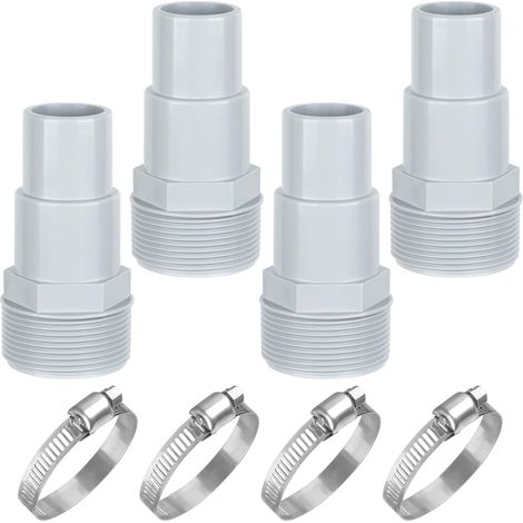 4 Pièces Adaptateur Tuyau Piscine, Raccord Tuyau Piscine 32mm et 38 mm, Accessoires de Piscine avec 4 Colliers Serrage, pour Pompe de Vidange de Piscine de Jardin (1/4)