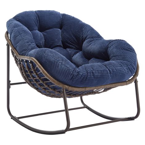 Chaise berçante, Chaise berçante de rotin para extérieur avec coussins, idéal pour porta de entrada, salon, terrasse e jardin., meuble extérieur, design moderne