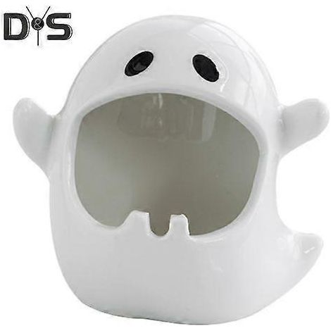 Porte-bougie fantôme en céramique, porte-bougie chauffe-plat, cendrier fantôme multifonctionnel, décoration de bureau pour Halloween. (1/4)