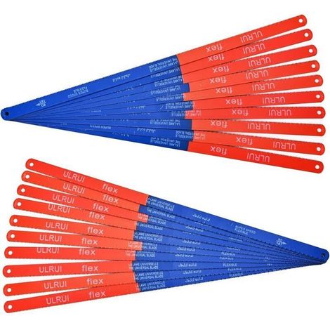 Lot de 20 lames de scie à métaux en acier à haute teneur en carbone de 300 mm, 18 et 24 dents, lames de rechange durables pour cadre (1/5)