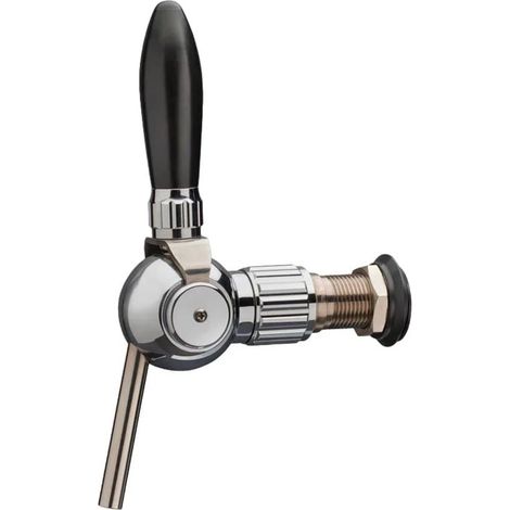 Robinet à bière avec compensateur Cosmo, chromé, arbre en acier 5/8", longueur de filetage utile 35 mm, idéal pour un débit parfait de bière à domicile ou en extérieur