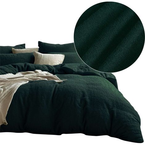 Baumwollbettwäsche-Set, dicker Frottee, 200 x 220 cm, weicher Frottee, Farbe Grün (1/5)