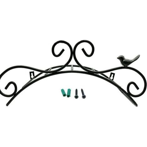 Support Mural en Métal pour Tuyau d'Arrosage - Motif d'Oiseau Antique en Fonte, Noir 38,1 x 15,2 cm (1/5)