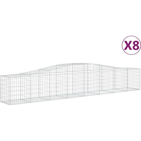 Paniers à gabions arqués 8 pcs  Mur en gabion 400x50x60/80 cm Fer galvanisé