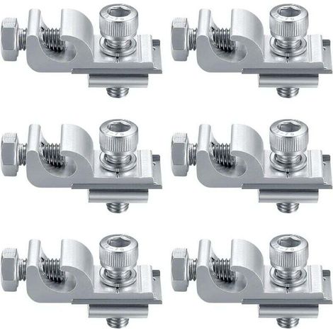 6 Pièces Clips de Mise à Terre de Panneau Solaire Standard, Kit de Fixation pour Système de Montage Solaire, Pinces de Support de Montage Cosses de Mise à Terre de Fixations de Panneau Solaire (1/4)