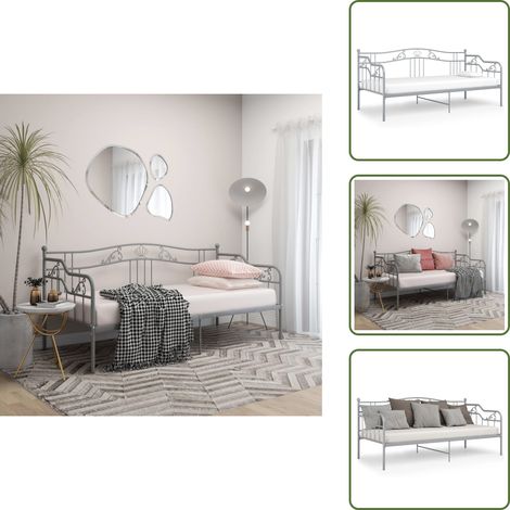 Sofá cama metal - vidaXL Estructura de sofá cama sin colchón metal gris 90x200 cm - Cama sin colchón