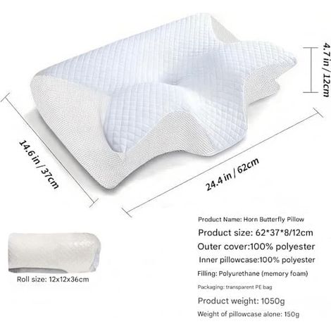 Oreiller cervical viscoélastique, oreiller orthopédique ergonomique 2 en 1 pour soulager les douleurs cervicales, soutien profilé (Promotion) Blanc-AquaForge (1/5)