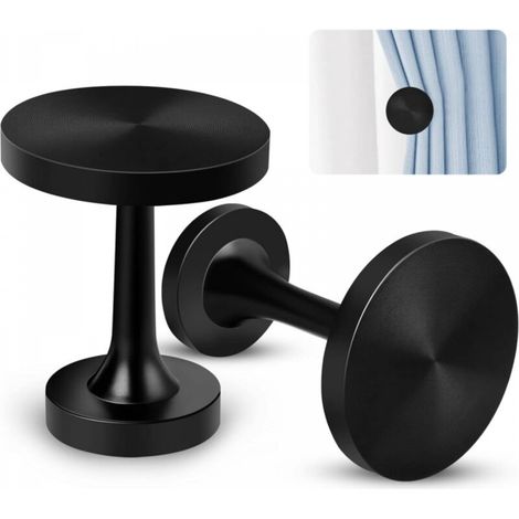 Paire d'embrasses de rideaux en métal noir - Crochets décoratifs - Fixation murale - Style moderne et vintage (1/5)