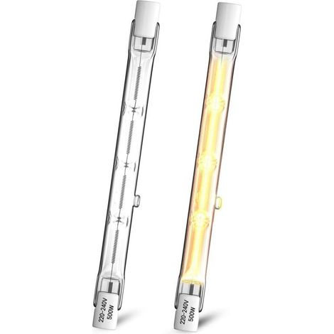 500W R7s Ampoule Halogène 118mm, Ampoule Halogène Crayon Dimmable Blanc Chaud 2800K, J118 Ampoule Projecteur Linéaire à Double Extrémité (Lot de 2) (1/5)