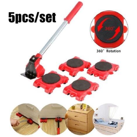 5Pcs Ensemble D\'outils De Levage De Meubles Portables, Dispositif De Déplacement De Barre De Roue