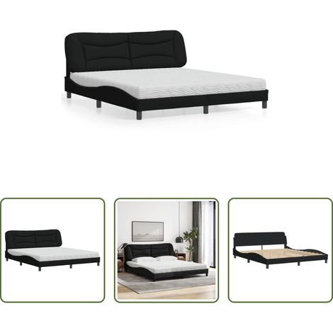 vidaXL Matratze - Bett mit Matratze "Hvar" Schwarz 180x200 cm Stoff (1/5)