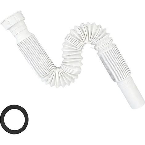Sink Siphon Odourless Flexible Drain Pipe Integrated Steel Wire G1 1/4" 40.4 mm G1 1/2" 46.3 mm x 32 mm Suitable Bathrooms Kitchens White (1/5)