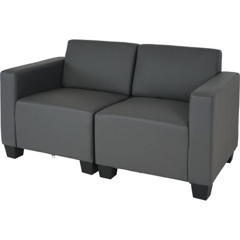 Sofá modular 2 plazas Lyon, polipiel, gris oscuro