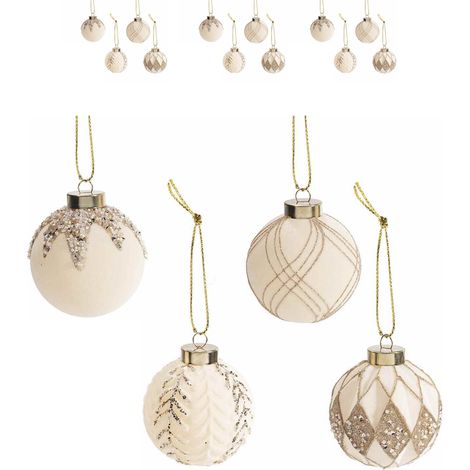 Set 12 palline per albero di Natale in finto vetro decorato - diametro 7,5 centimetri (1/4)