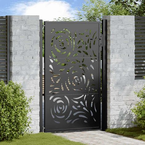 Vidaxl – Portail aluminium noir 100x150 cm – Acier galvanisé – Design découpé au laser – Système de verrouillage avec 3 clés