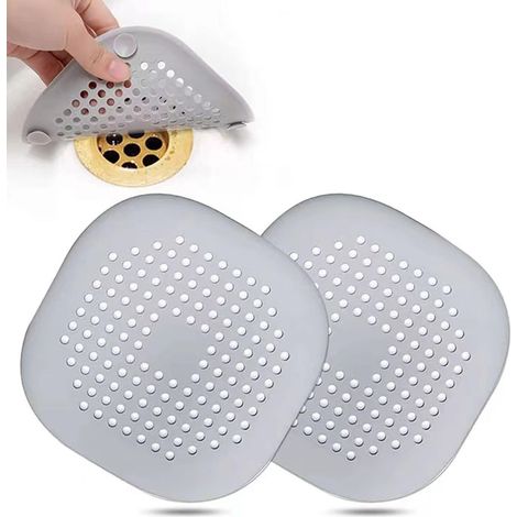 Bouchon de Drainage en Silicone 2 Pièces,Filtre Anti-Odeurs avec Ventouse pour Évier,Douche,Baignoire et Cuisine (Gris) (1/5)
