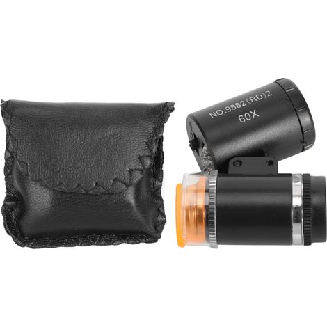 Mini 60X LED Microscope UV Detecteur de Billets Lampe Orientable Loupe de Poche pour Bijoux Antiquités Noir (1/5)