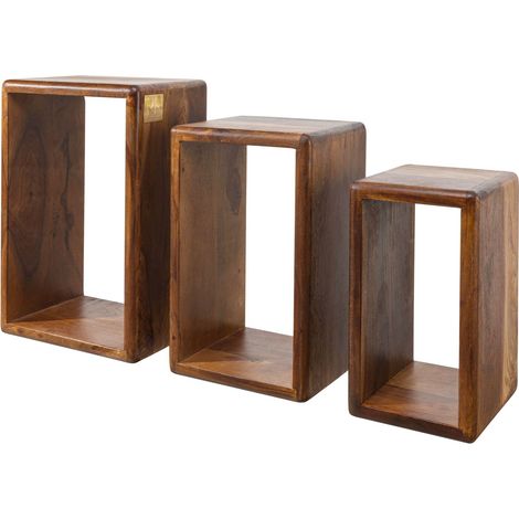 Wandregal Set Sheesham 45x20x30 walnuss gewachst TORONTO 242
