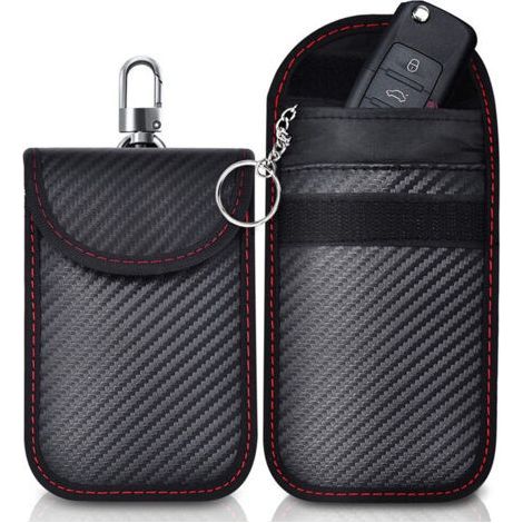 Etui Anti RFID Clé Voiture Signal Blocage Faraday Pochette Sac, Lot de 2 Pochettes Blocage Signal RFID pour Clé Voiture, Étui de Protection Anti RFID en Fibre de Carbone (1/5)