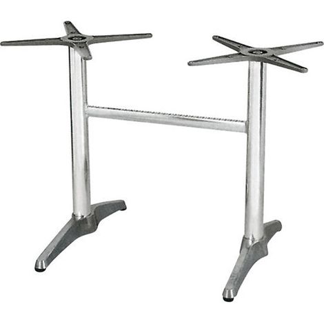 Base per Tavolo Rettangolare da Giardino con Piede a 2 Razze in Alluminio Silver