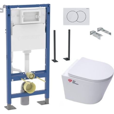 Pack WC autoportant – Bâti-support Geberit – WC suspendu sans bride Swiss Aqua Technologies – Abattant softclose – INFINITIOGEBX