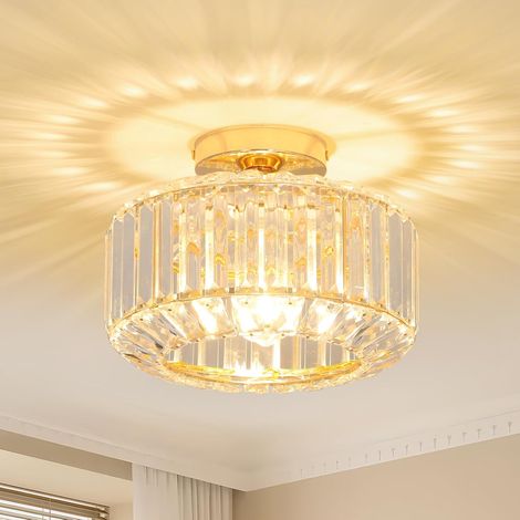 Plafonnier Salon Cristal avec Abat-jour en Verre - Lustre Moderne pour Chambre, Salle à Manger, Couloir, Cuisine (1/5)