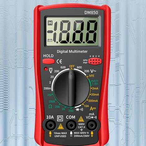 Hochpräzises, kompaktes, tragbares Multifunktions-Digitalmultimeter mit Voltmeter, rot, für den Heimgebrauch, batterielos (1/5)
