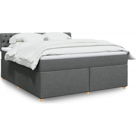 Boxspringbett mit Matratze Dunkelgrau 180x200 cm Stoff