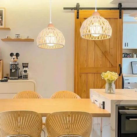 Lustre Suspension Industriel - Vintage - Blanc - Ø20cm - 2 Ampoules - E27 (1/5)