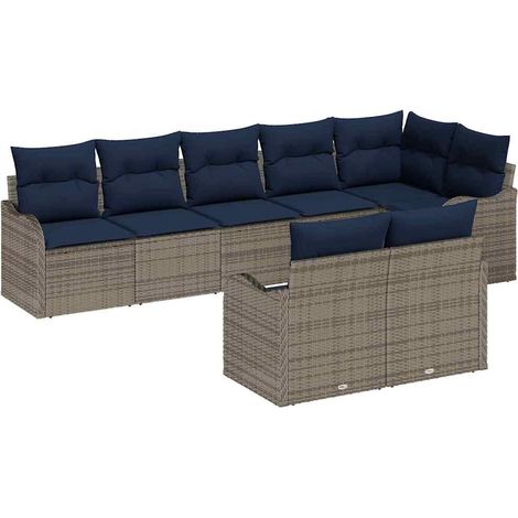 Garden Sofa Set 8 pcs Grey Poly Rattan vidaXL (1/5)