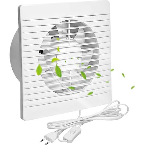 Bouche vmc, ventilateur de salle de bain 100 mm, ventilation murale avec interrupteur, fonctionnement silencieux, extraction d'air efficace, pour salle de bain et cuisine, OUYLAF