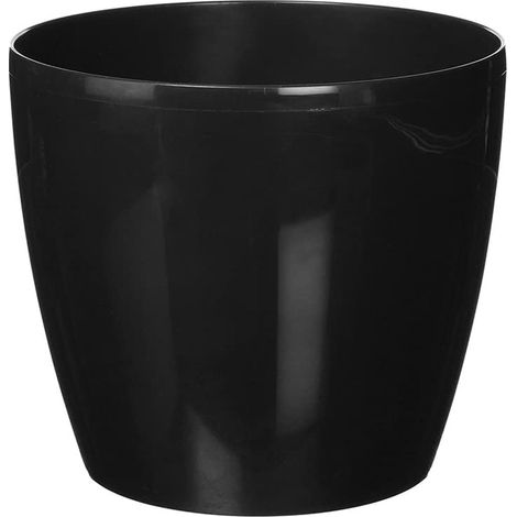 Pot de fleurs en plastique 30 x 26,5 cm, couvercle décoratif noir magnolia