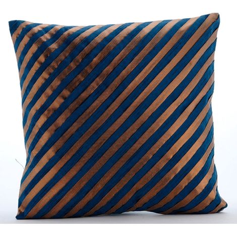 Fundas de almohada con cremallera HomeCentric, decoradas en color turquesa, con pliegues metálicos de sarga, 35,5 x 35,5 cm, paquete de 2.