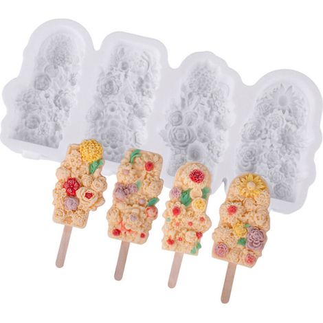Moldes de silicona flexibles para hielo, para niños y adultos - Blanco
