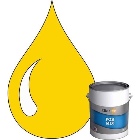 Peinture d'Accroche et Finition 2 en 1 - POK - POK MIX Jaune - Acrylique Satinée - 1L - RAL 1023 (1/4)