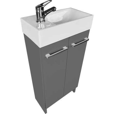 lavabo avec Meuble sous Vasque 81 cm x 40 cm x 22 cm, lavabo invités avec Meuble sous Vasque - Petite Armoire 40cm, Armoire de Salle de Bain (Graphite) (1/5)