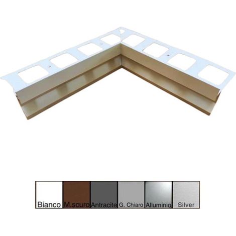 Gocciolatoio/Angolare/Giunzione TOP in Alluminio per Balconi e Terrazze - Barra da 2,7 metri : Colore - Grigio chiaro, Modello - ANGOLARE INTERNO